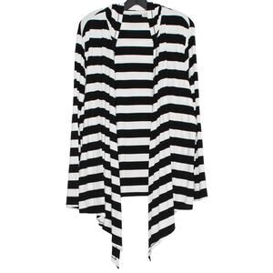 Chicos Zenergy Cardigan Hooded Open Front Casual Boho Stripe Back White 4 XXL 20